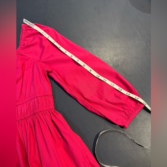 NWT Vineyard Vines Girls Pink Poplin Puff-Sleeve Dress Rhododendron Size Large - Picture 8 of 9